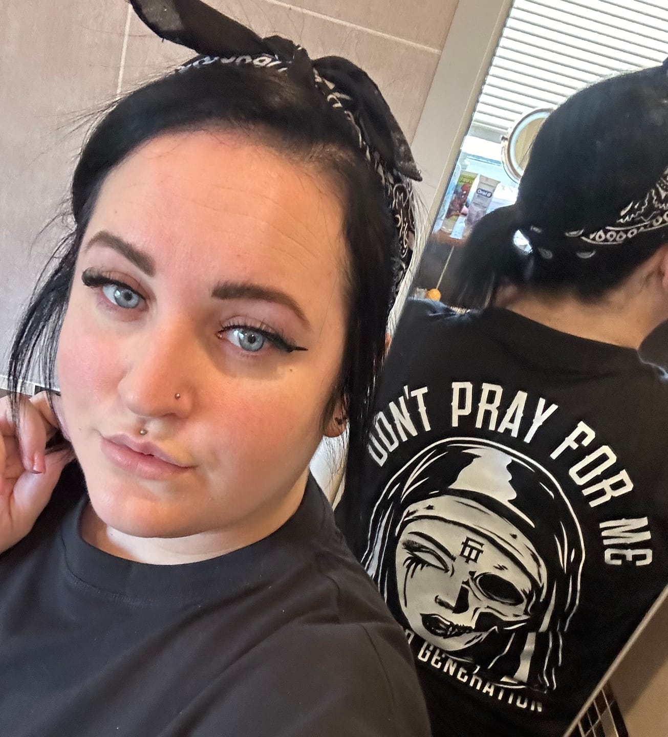 Customer photo review of Nun Oversized T-shirt - Don't Pray For Me