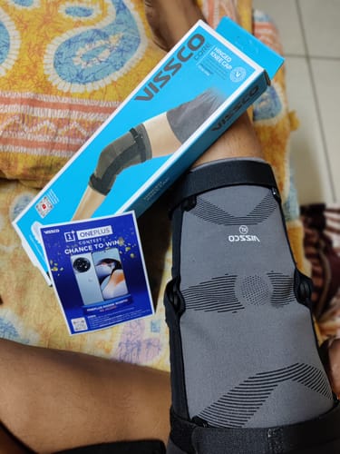 Customer photo review of Hinged Knee Cap | Supports the Knee joint with mediolateral hinges | Color - Grey (Single Piece)