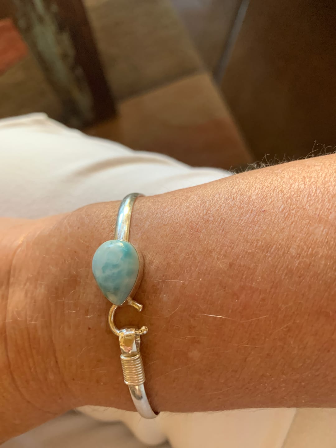 Customer photo review of Sound of Freedom Larimar Stone Bracelet