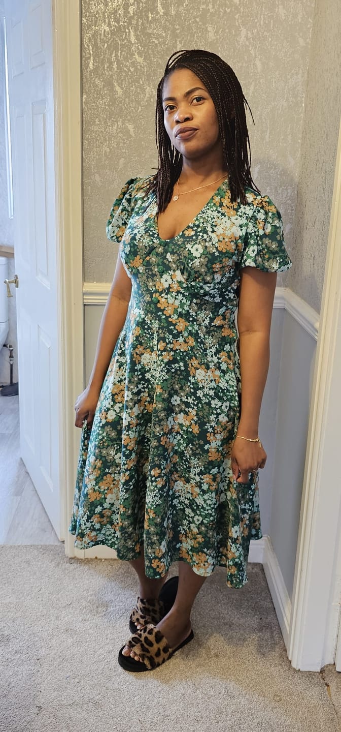 Customer photo review of Blossoming Flowers Polyester Crepe Fabric