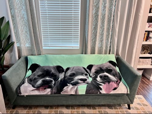 Customer photo review of Premium Pet Portrait Blanket