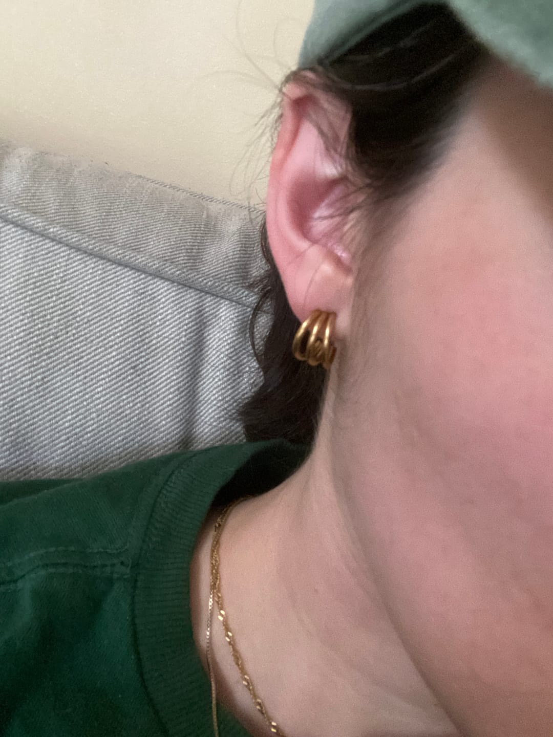 Customer photo review of Anaya Triple Gold Hoop Earrings