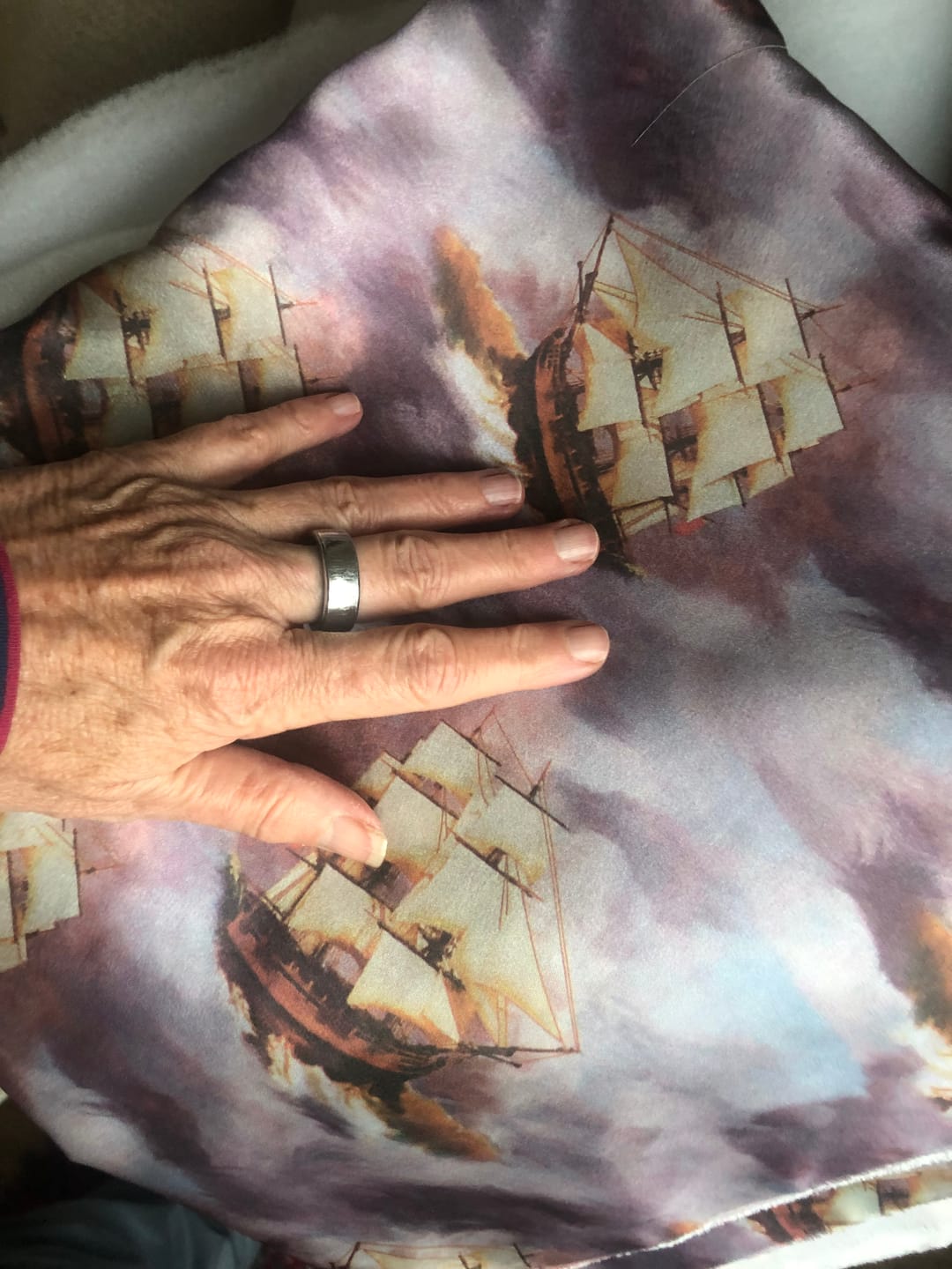 Customer photo review of Sailing Ships Satin Fabric
