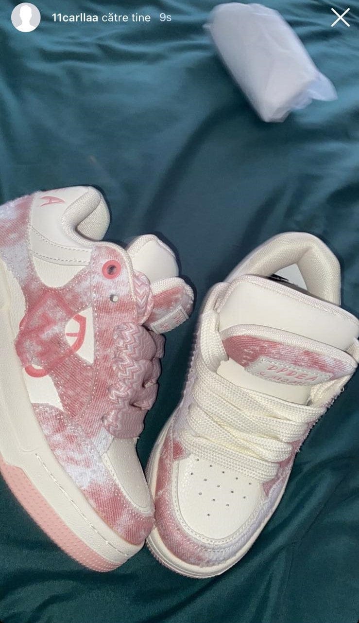 Customer photo review of Pink Double Tongue Sneakers