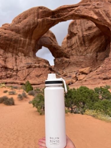 Customer photo review of Bklyn Bento Wide-Mouth Vacuum Insulated Water Bottle Comes With All 3 Lid Options: (1) Chug (2) Straw and (3) Coffee Lid (White / 24oz)