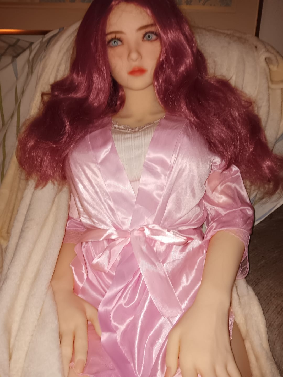 Customer photo review of US Stock - Jacintha 160cm #58 B-cup Sex Doll Red Hair Jelly Breasts Realistic Love Doll