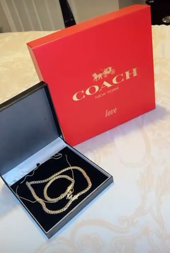 Customer photo review of *NEW* 14K Hollow Miami Choker & Bracelet SET (7.5 mm) + Hollow Chain + Initial Pendant 🤩 JTJ™