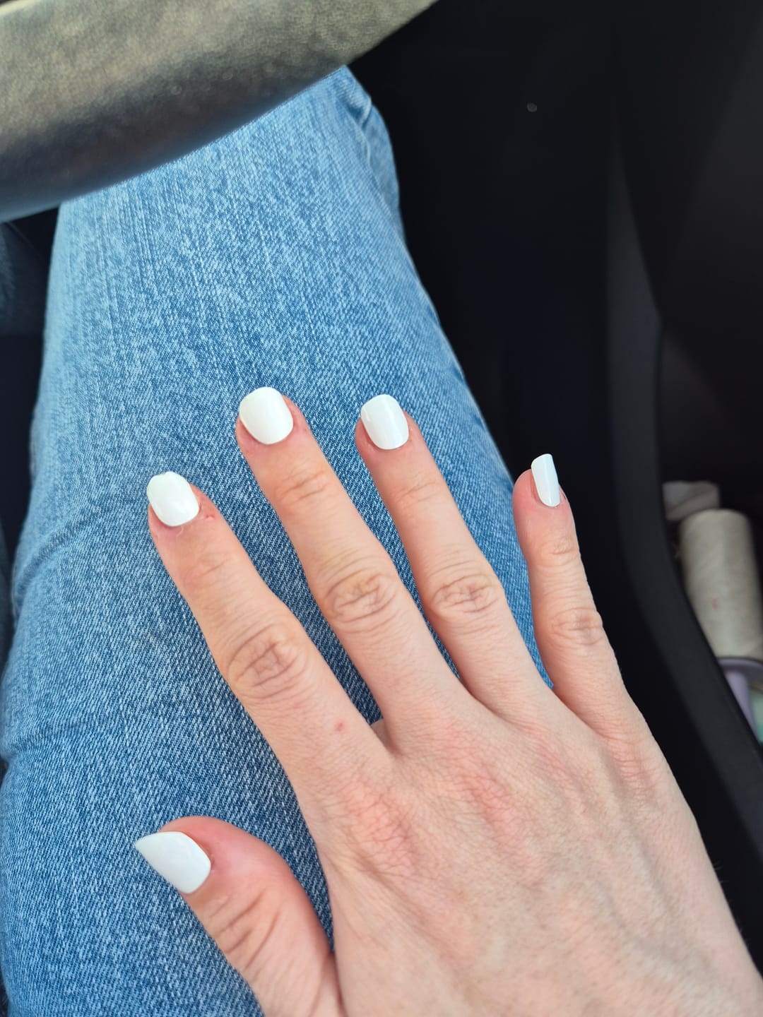 Customer photo review of Icing Sugar White DIY Semicured Gel Nail Sticker Kit