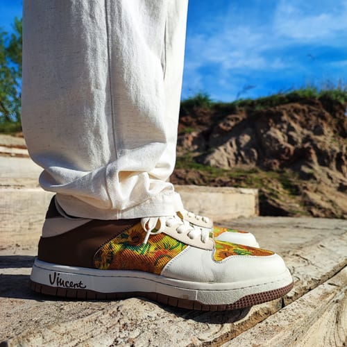 Customer photo review of Van Gogh Sunflowers inspired sneakers