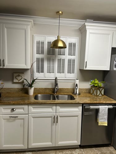 Customer photo review of Mid-Century Single Light Brass Dome Pendant