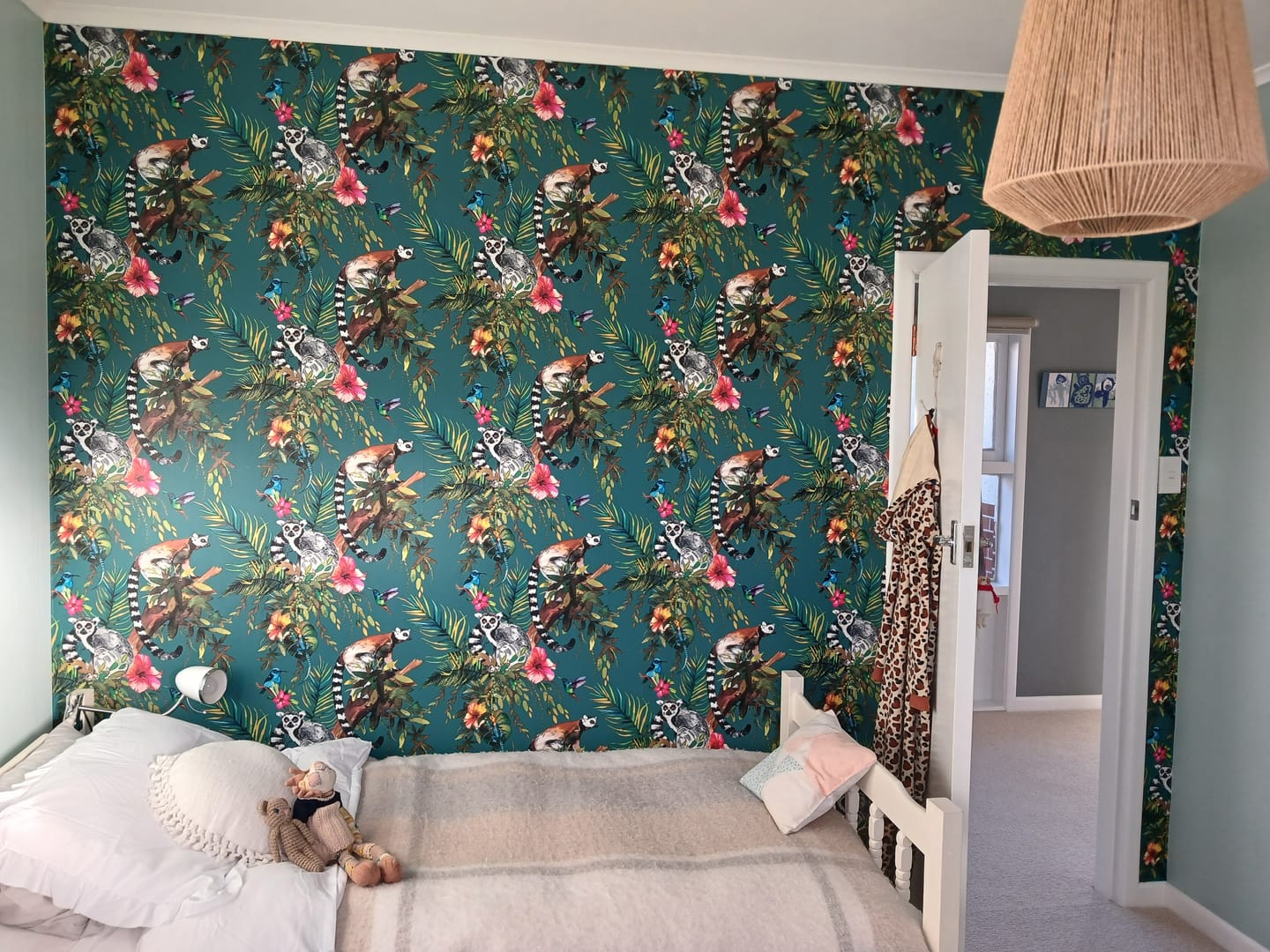 Customer photo review of Lemur Wallpaper - Teal
