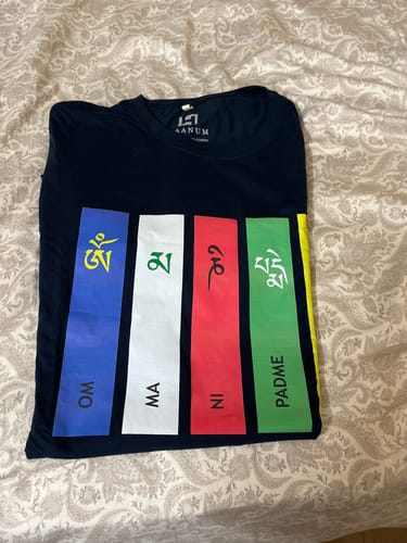 Customer photo review of Ladakh/Om Mani Padme Hum Crew Neck  Half Sleeve Unisex T-Shirt