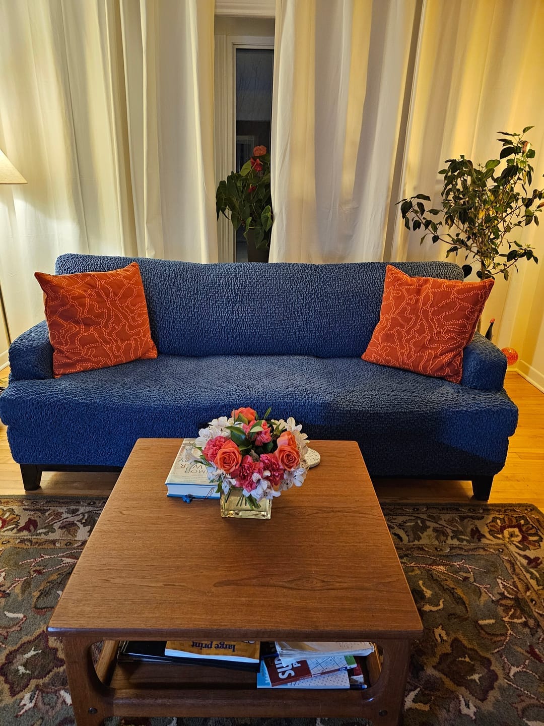 Customer photo review of 3 Seater Sofa Cover - Blue, Velvet Collection