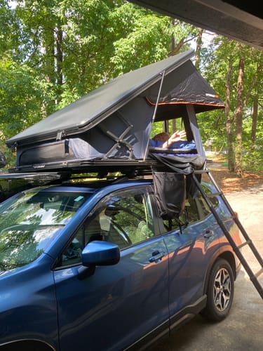 Customer photo review of OPENROAD Aluminum Hard Shell Roof Top Tent-PeakRoof LT Series