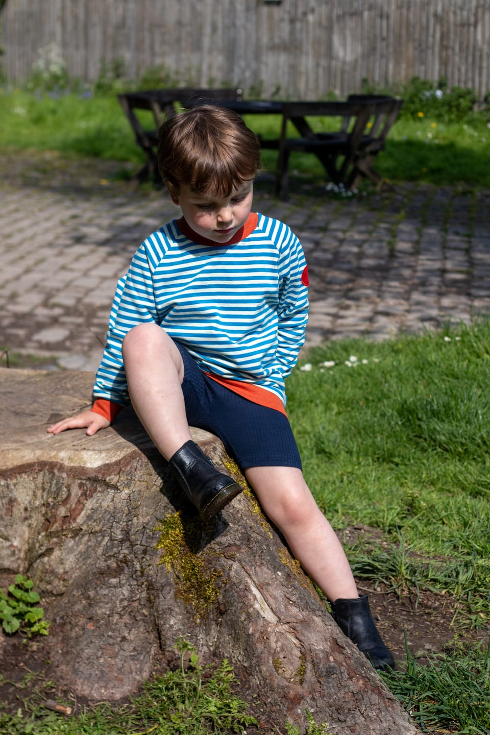 Customer photo review of Blue Striped Marl Raglan Sweatshirt