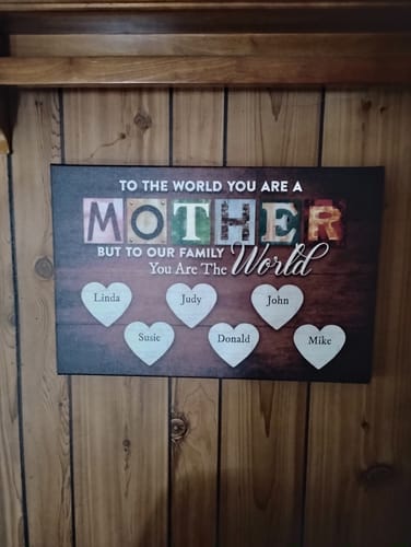 Customer photo review of You Are The World Custom Names Canvas For Mom