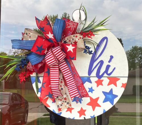 Customer photo review of Patriotic Door Hanger, Hi Door Hanger, DCO-01465-DH, 18" Round, Wood Door Hanger