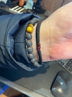 Customer photo review of Buddha Stones 2Pcs Tibetan Luck Chinese Knot Protection String Bracelet