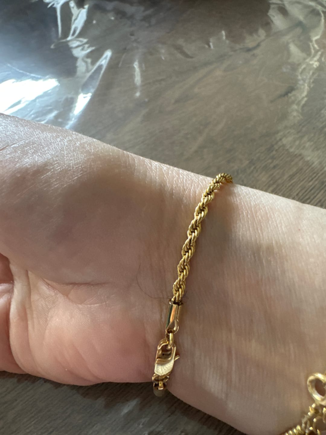 Customer photo review of CLEAN ROPE BRACELET. - 3MM 18K GOLD