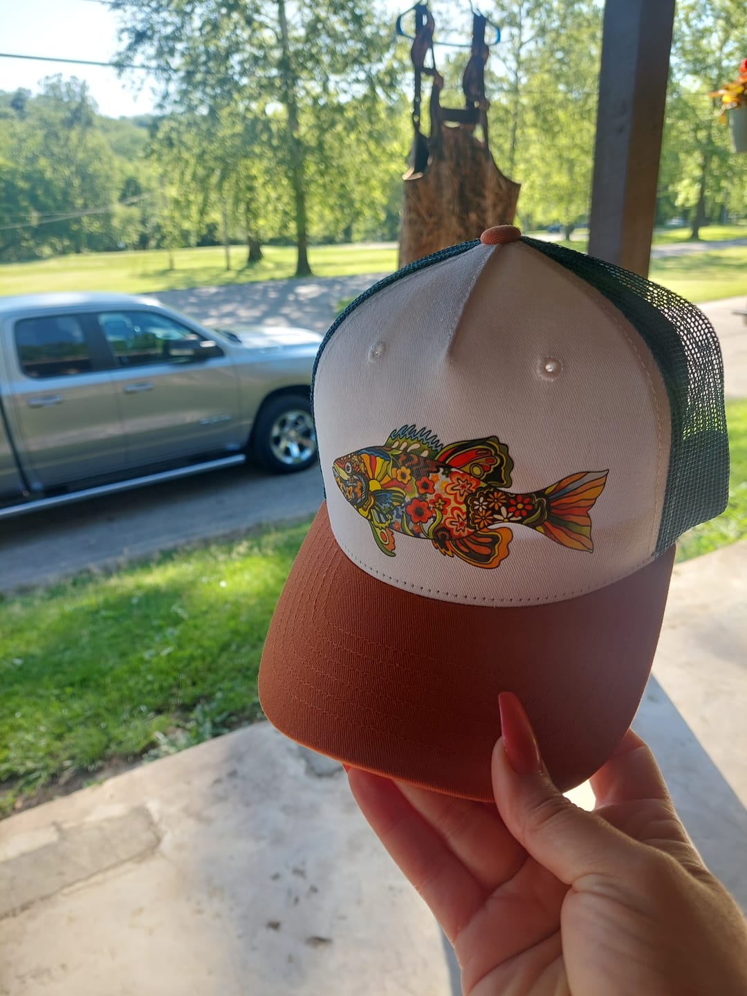 Customer photo review of Boho Bass Trucker Hat