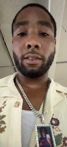 Customer photo review of Icy Rectangle Photo Necklace