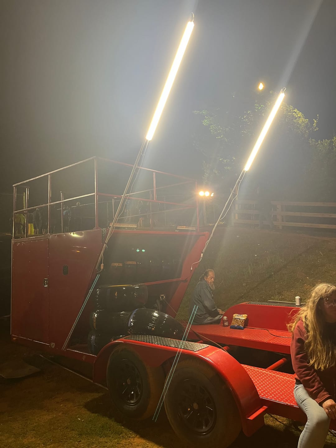 Customer photo review of Racing Trailer Pit Lights – Dual 10 Foot Pole 20,000 Lumens