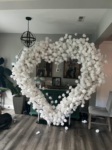 Customer photo review of 8ft Party & Hoop Balloon Double Layer Heart Shape Loop Flower Arch Photo Booth Backdrop Stand Heart Backdrop