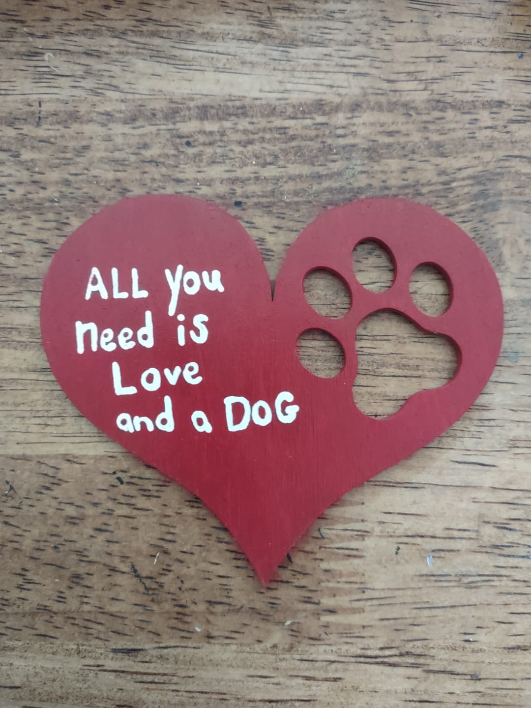 Customer photo review of Unfinished Wood Pawprint Heart Shape | Valentine's Day | Pet | DIY Craft Cutout | Up to 46"
