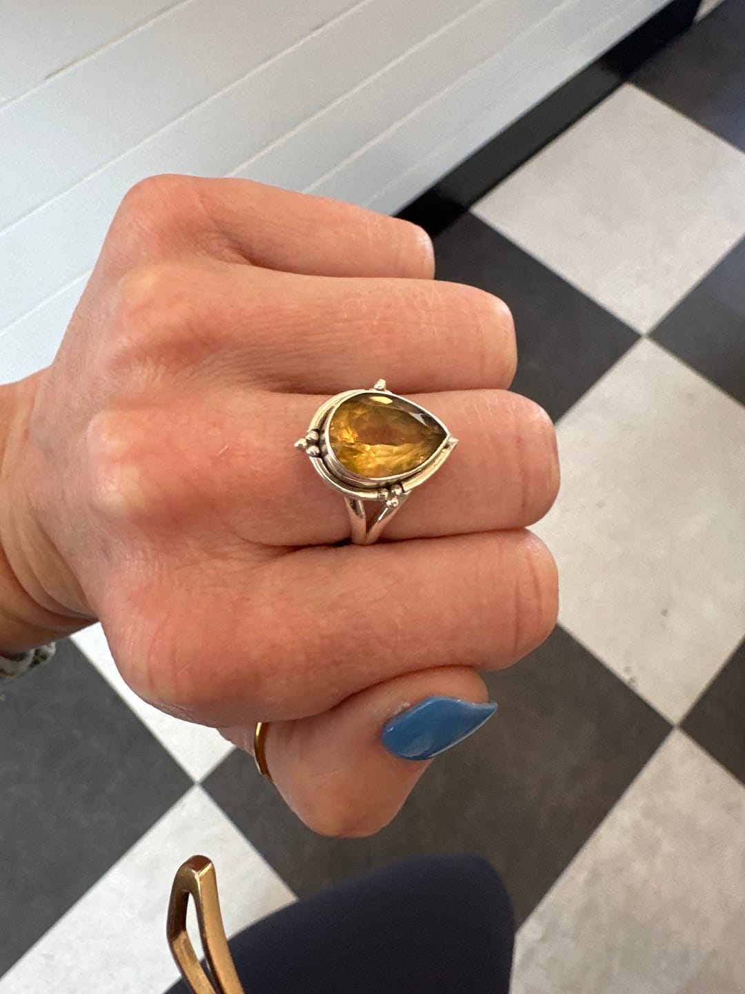 Customer photo review of Citrine Teardrop Ring Sterling Silver