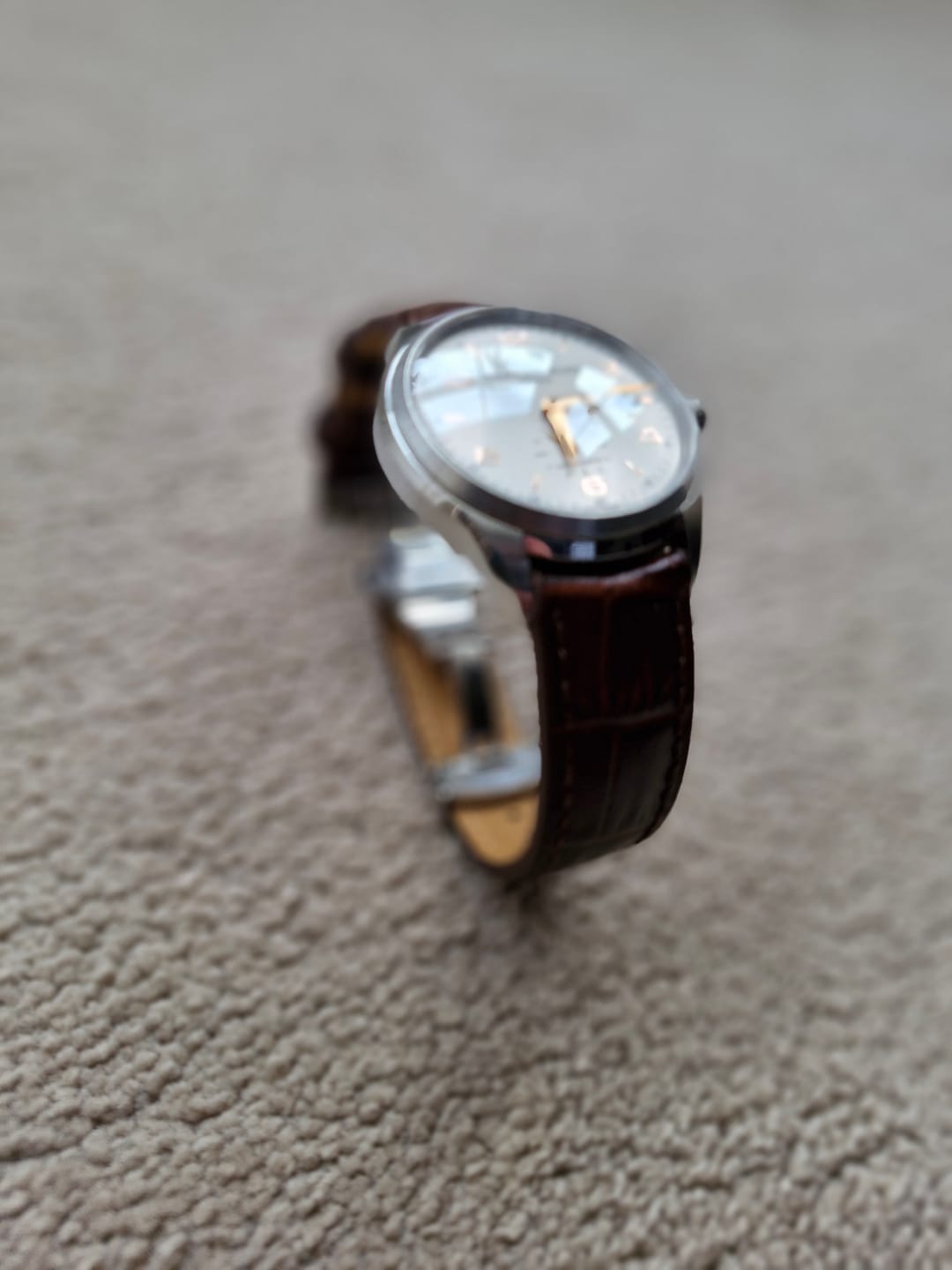 Customer photo review of Genuine Leather Calfskin Premium Watch Strap with Stainless Steel Deployant Butterfly Clasp