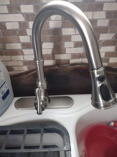 Customer photo review of 1-Handle Pull-Down Sprayer 3 Spray Kitchen Faucet Nickel-1