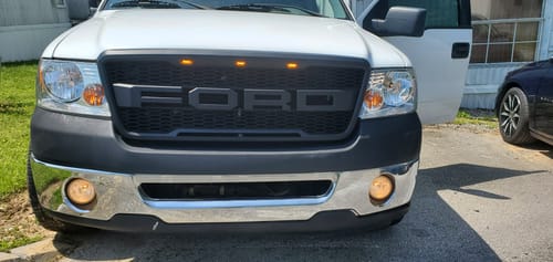 Customer photo review of Raptor Style Front Grill Bumper Hood Mesh Grille W/LED - Matte Black for 2004-2008 Ford F150