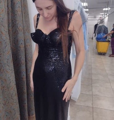 Customer photo review of Black Super Stretch Sequin on Mesh