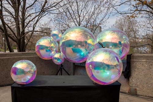 Customer photo review of Rainbow Color Inflatable Mirror Ball Reusable Big Bubble Balloon