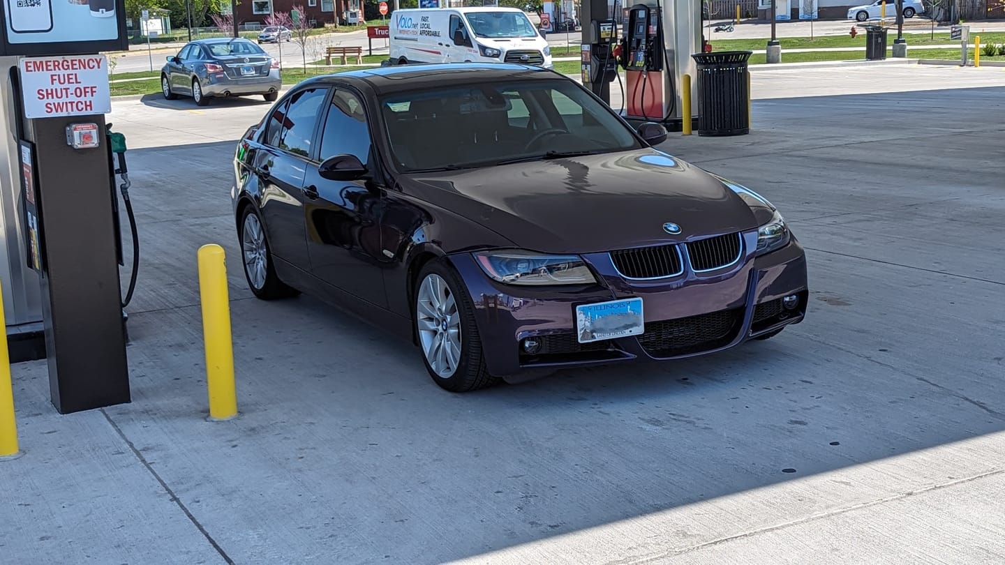 Customer photo review of Glossy Metallic Midnight Purple Vinyl Wrap