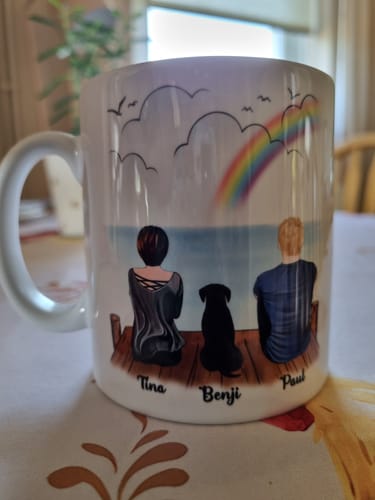 Customer photo review of Couple & Dogs - Life is better with a dog Personalised Mug
