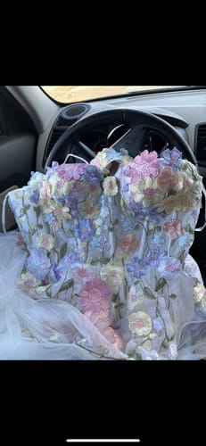 Customer photo review of Embroidery Floral Corset Ivory Dress with Removable Tie Straps