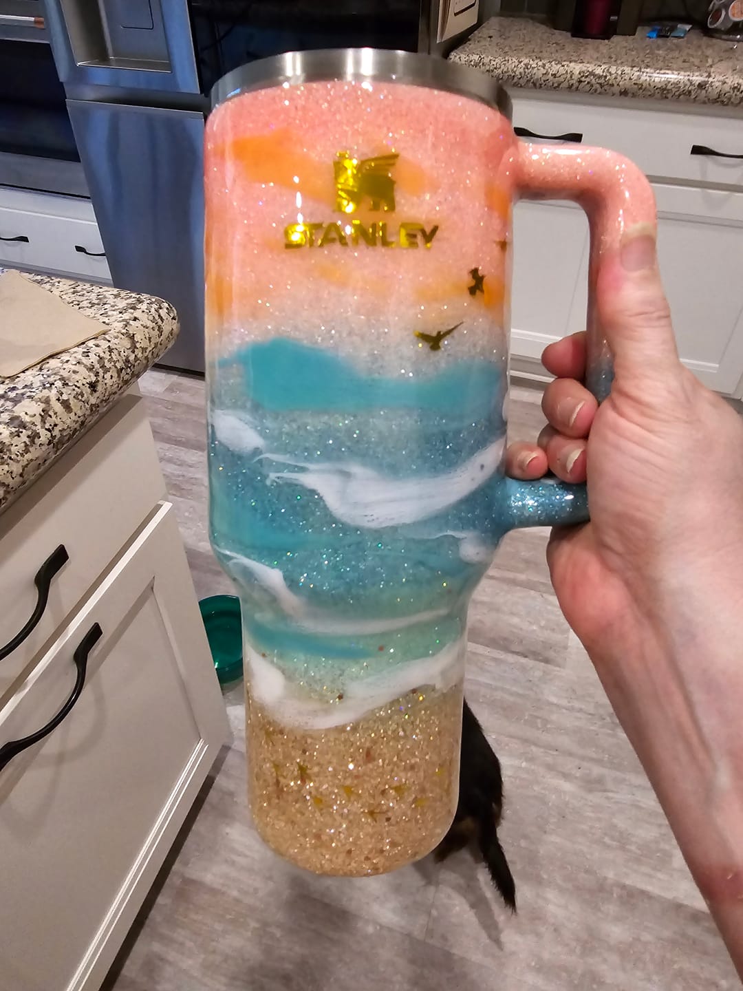 Customer photo review of PRESALE Glitter Beach Stanley 40oz