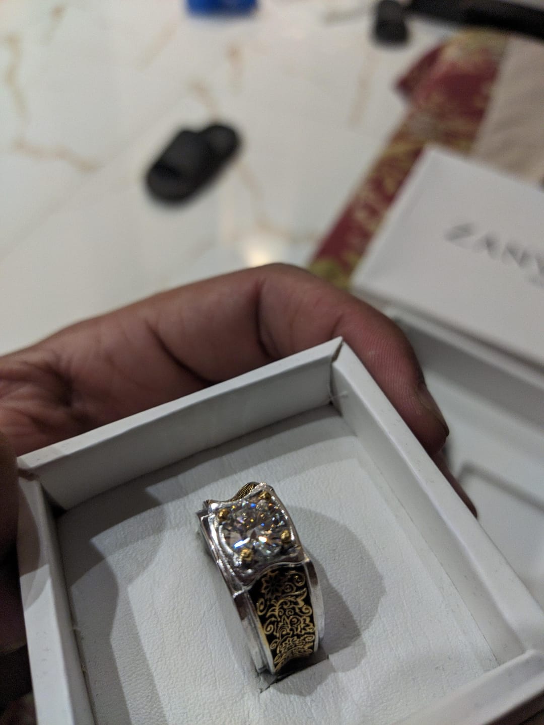 Customer photo review of GILDED PETAL MOISSANITE BAND