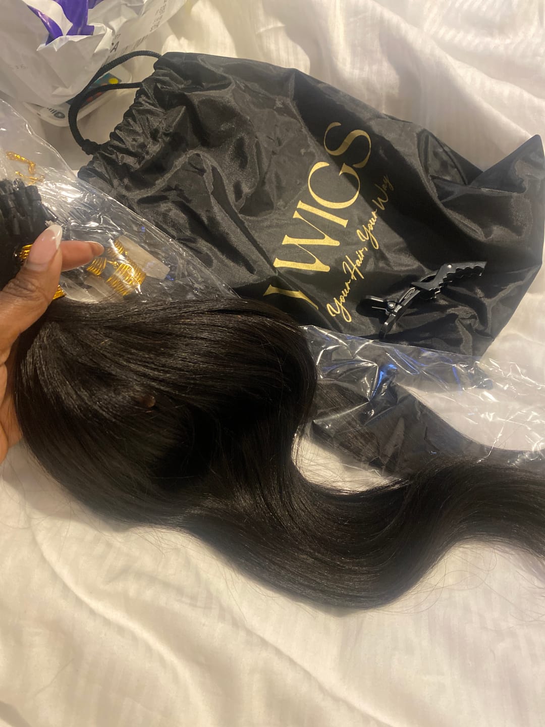 Customer photo review of Natural Color Light Yaki Micro Loop Hair Extension