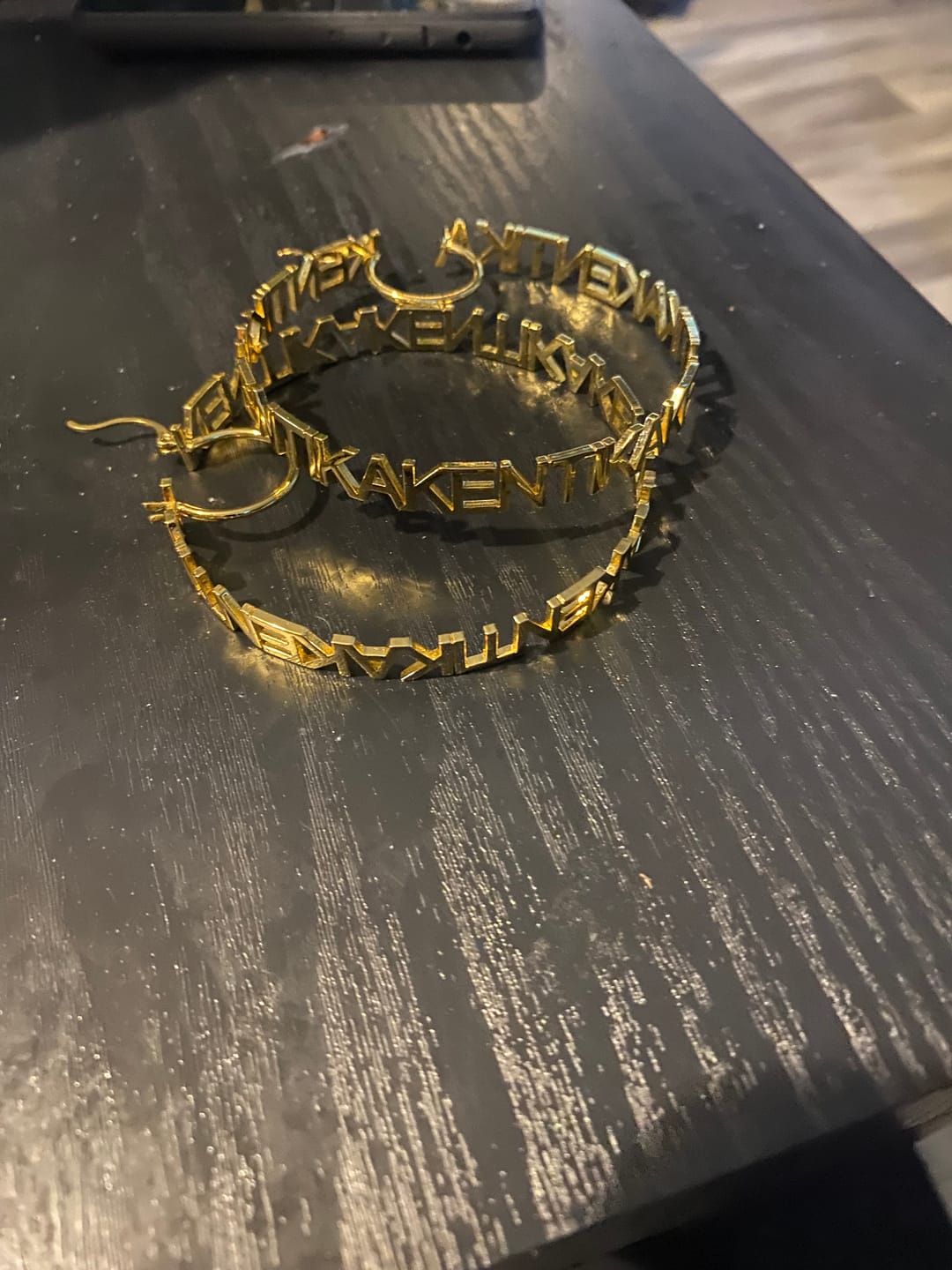 Customer photo review of Hoop Name Earrings