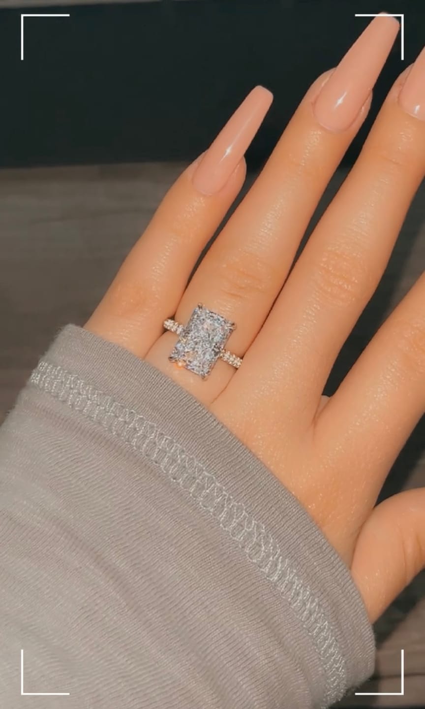 Customer photo review of 7.0Ct Elongated Radiant Cut Engagement Ring For Women In Sterling Silver