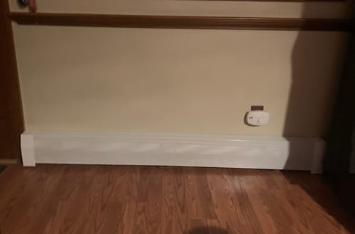 Customer photo review of EZ Snap Covers Standard Height 7 1/2" White Baseboard Heater Cover Kit with 2 Closed End Caps