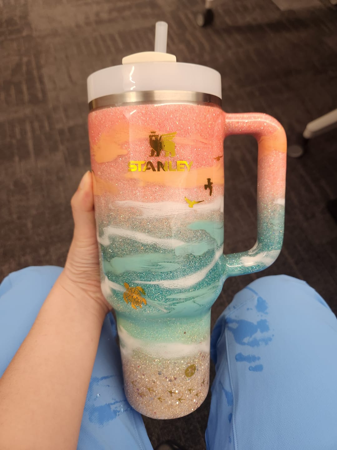 Customer photo review of PRESALE Glitter Beach Stanley 40oz
