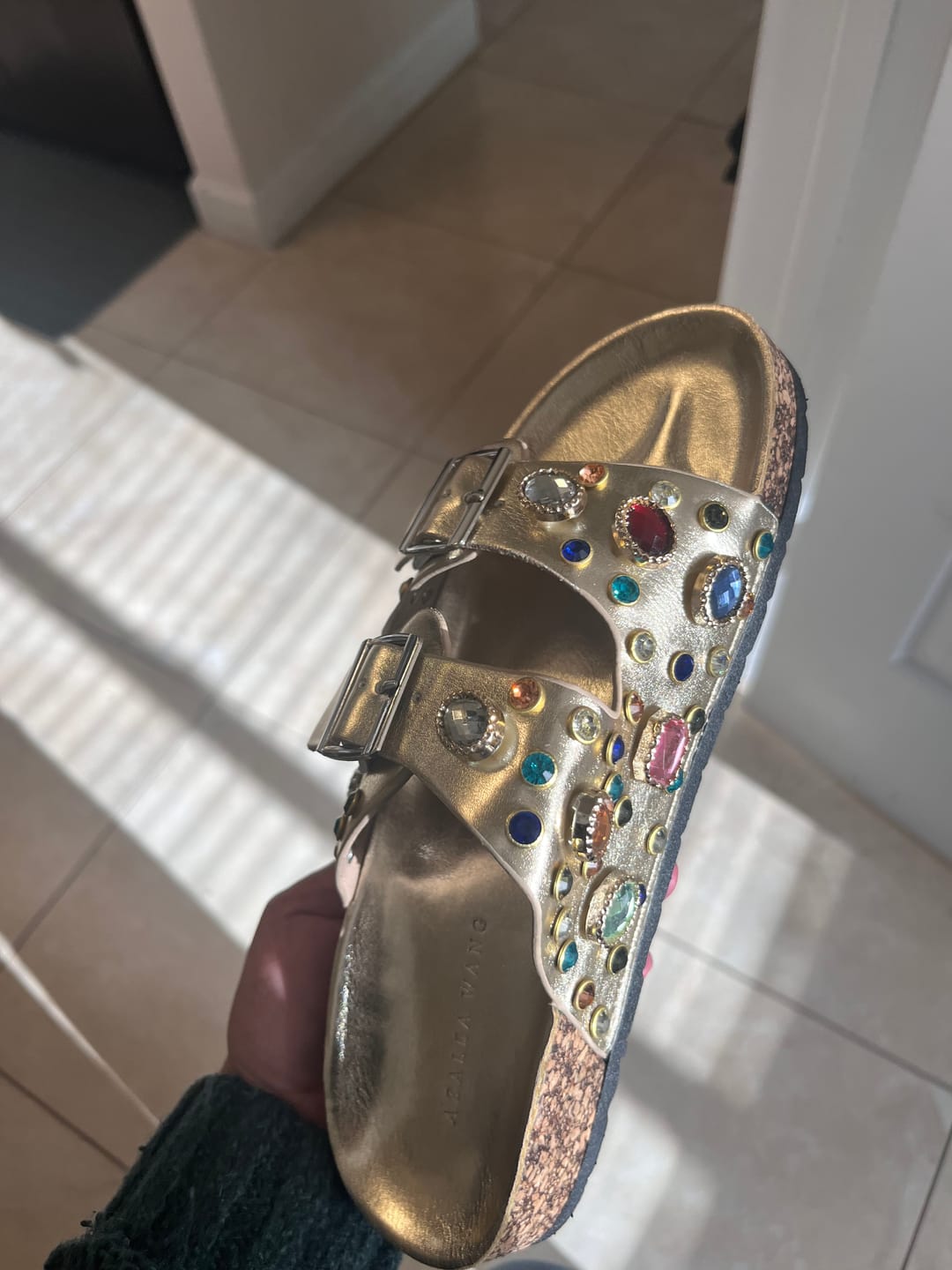 Customer photo review of BAYLEAVES-GOLD FLAT SANDAL