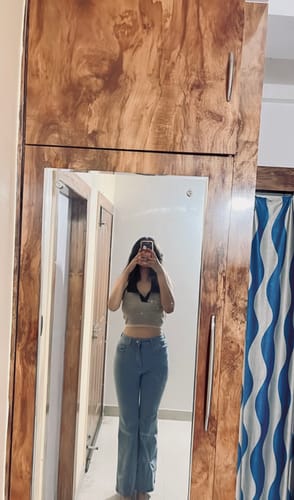 Customer photo review of Boot Cut Flared Jeans - Ice Blue