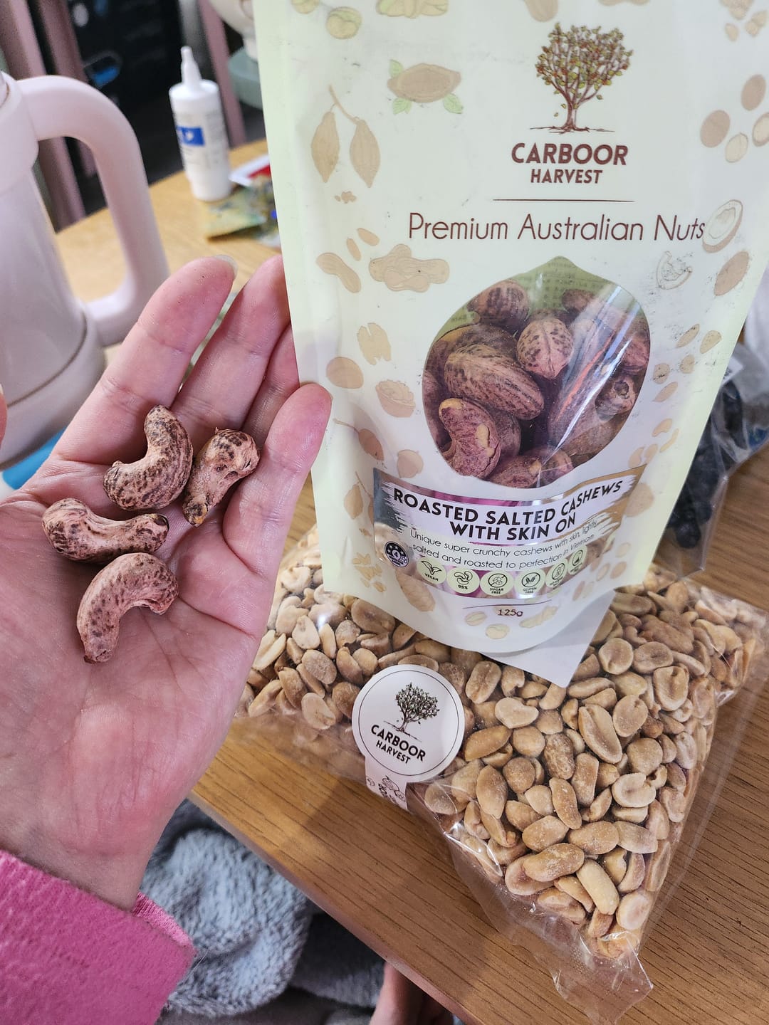 Customer photo review of Roasted salted cashews with skin on