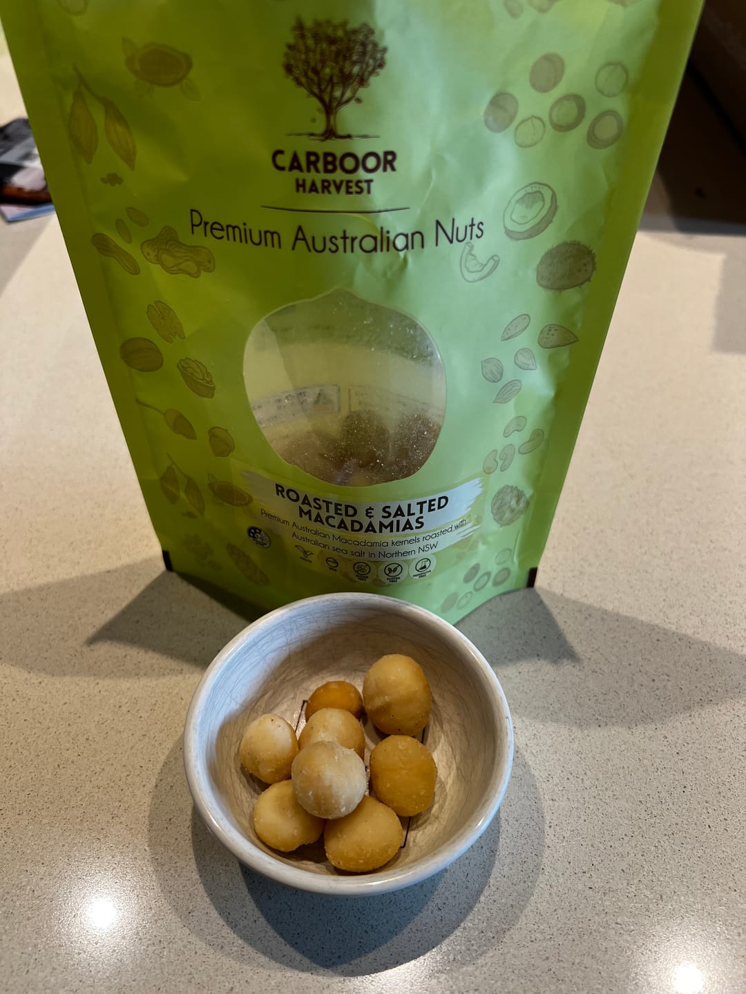 Customer photo review of Roasted Salted Macadamias