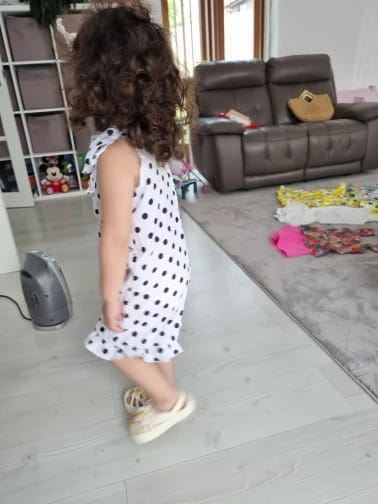 Customer photo review of Polka Dot Tie Shoulder Romper