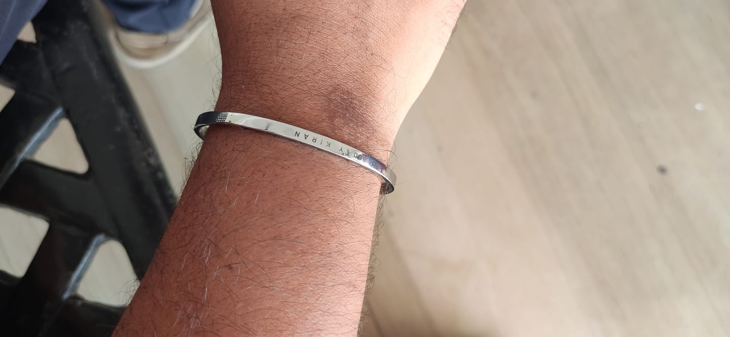 Customer photo review of Personalised Silver Bracelet